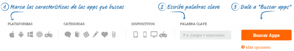 Opciones búsqueda en AppyAutism