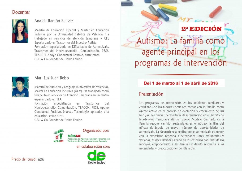 Curso: Autismo, la familia como agente principal en los programas de intervención (2ª edición)